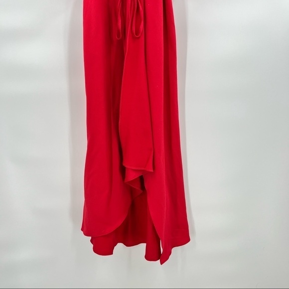 French Connection maudi drape red wrap cold shoulder dress - Picture 4 of 13